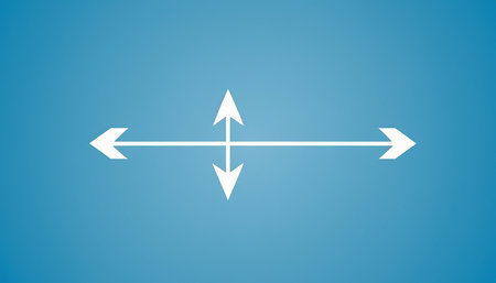 Illustration of an arrow pointing in different directions on a blue backgroundの素材