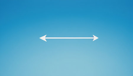 Arrow on blue sky background. Business and finance concept. Copy space.の素材