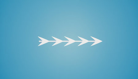 Arrow icon on blue background. Flat design. Vector illustration.の素材