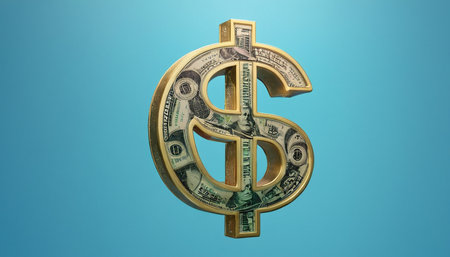Dollar sign on a blue background. 3d render illustration.の素材