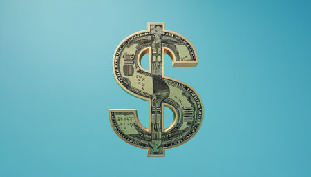 Dollar sign isolated on blue background. 3d render illustration.の素材