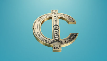 Dollar sign isolated on blue background. 3D illustration. 3D rendering.の素材