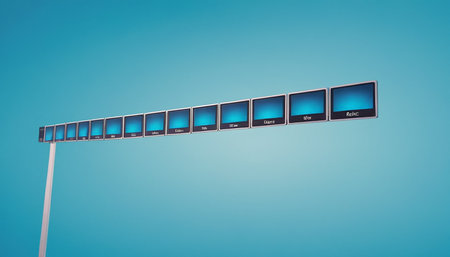 Highly quality rendering of modern street light pole on blue background.の素材