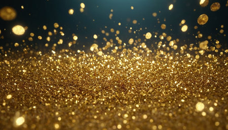 Golden glitter background with bokeh defocused lights. 3d renderingの素材