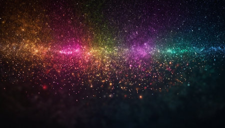 Abstract colorful background with bokeh defocused lights and stars.の素材