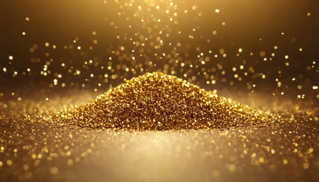 Golden glitter background with bokeh defocused lights and sparklesの素材