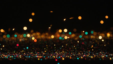 Colorful glitter vintage lights background. defocused. Bokeh.の素材
