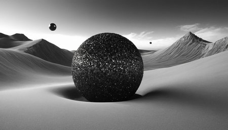 3D illustration of a planet in the desert with planets and starsの素材