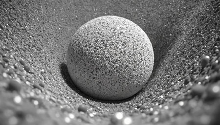 A black and white image of a stone with water droplets.の素材