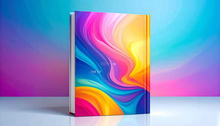 Colorful abstract background with a book cover. 3d rendering.の素材