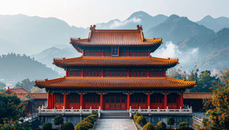 Beautiful Architecture in the Forbidden City, Beijing, China. Travel and Tourism Concept.の素材