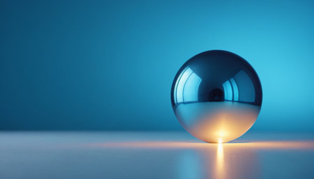 Crystal ball on a blue background. 3d rendering, 3d illustration.の素材