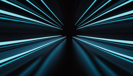 abstract blue background with speed motion in the middle of the roadの素材