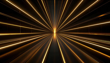 Abstract image of a futuristic tunnel with glowing lines. 3d renderingの素材