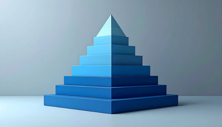 Blue Pyramid. 3D rendered Illustration. Isolated on white background.の素材