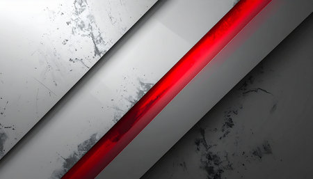 abstract metallic background with red and gray lines. 3d illustrationの素材
