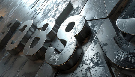 3d render of abstract metallic background with the number 99.の素材