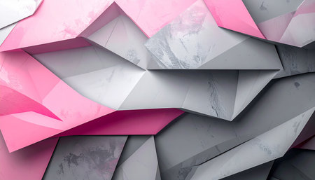 3d rendering of abstract geometric shapes in pink and grey colors. Modern background designの素材