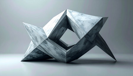3d rendering of abstract geometric shapes in gray studio background. Computer generated imageの素材
