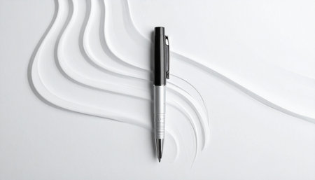 Pen on a white background, close-up. Business and office conceptの素材