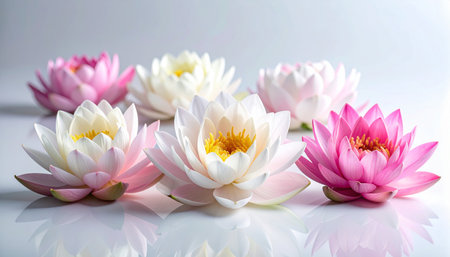 Beautiful lotus flower on the white background with copy space.の素材