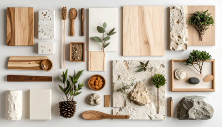 Flat lay composition with eco friendly bathroom accessories on white background. Zero waste concept.の素材