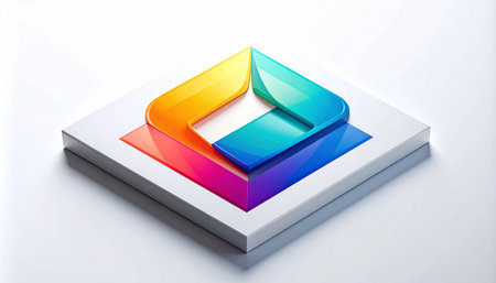 Colorful 3d arrow icon on white background. Vector illustration.の素材