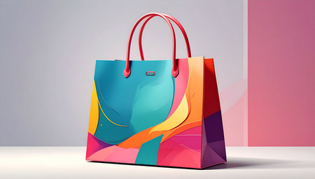 Colorful shopping bags on a white background. 3D illustration.の素材