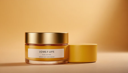 Mockup of cosmetic product on color background, 3d renderの素材