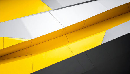Abstract background of geometric shapes in yellow and gray colors. 3d renderの素材