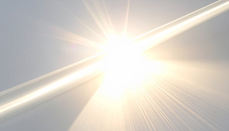 sunset on the sky with rays and lens flare, 3d renderの素材