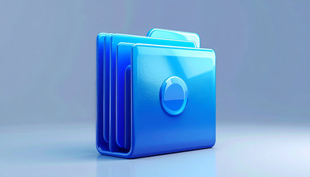 Blue folder on a blue background. 3d rendering, 3d illustration.の素材