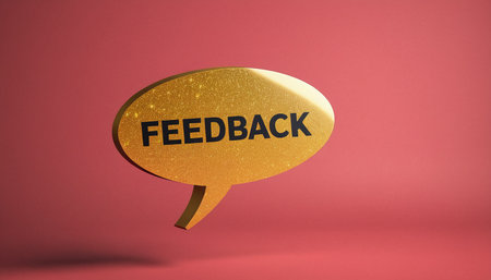Feedback 3d render speech bubble isolated on red background with clipping pathの素材