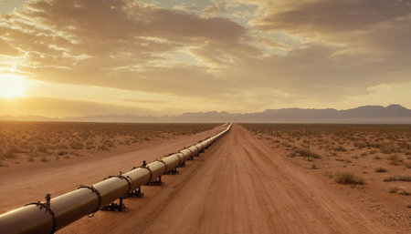 Abandoned oil pipeline in the Namib desert, Namibiaの素材