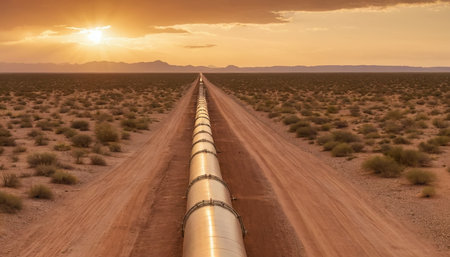 Abandoned gas pipeline in the desert of Namibia, Africaの素材