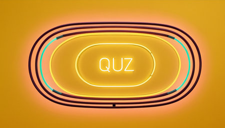 Illustration of an illuminated neon signboard with a quiz symbolの素材
