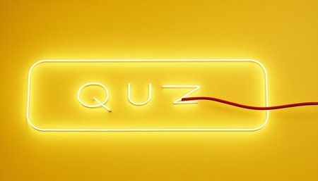 Illustration of a neon signboard with the word Quiz.の素材