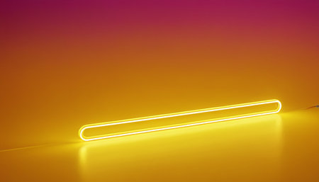 Neon bar on a yellow background. 3D rendering. Neon tube.の素材