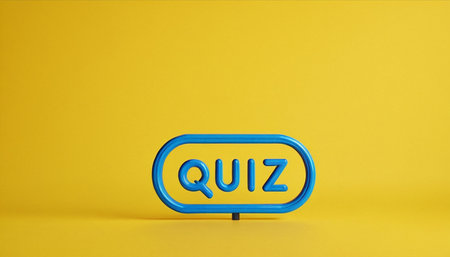 Blue 3D QUIZ text on yellow background. 3d renderingの素材