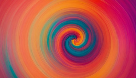 abstract background with multi-coloured circles in a spiral shapeの素材