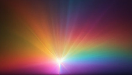 abstract rainbow background with lens flare and bokeh effect.の素材
