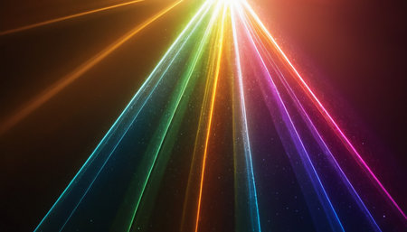 Colorful laser rays on a dark background. Laser rays in the dark.の素材