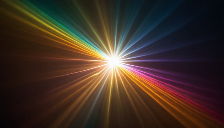 abstract color background with  rays of light and bokehの素材