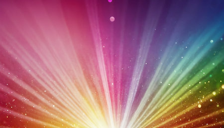 Colorful rays of light with bokeh effect. Abstract background.の素材