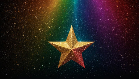 Star on a multicolored background. 3d rendering. Rainbowの素材