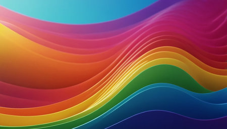 abstract background with colorful curved lines in the form of a rainbowの素材