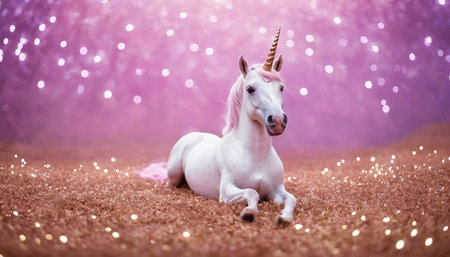 Unicorn on the background of bokeh. Magic unicorn.の素材