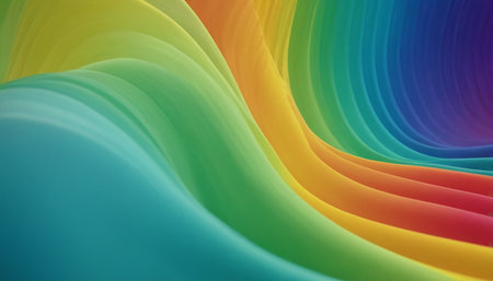 abstract colorful background with smooth lines in rainbow colors. 3d renderの素材