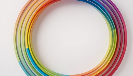 Colorful rainbow circle on white background. Copy space for text.の素材