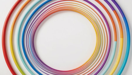 Colorful plastic pipes on a white background. 3d rendering.の素材